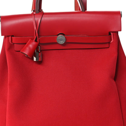 Hermes Military Toile Vache Hunter Herbag a Dos Zip Retourne Backpack Rouge Piment 9 of 12
