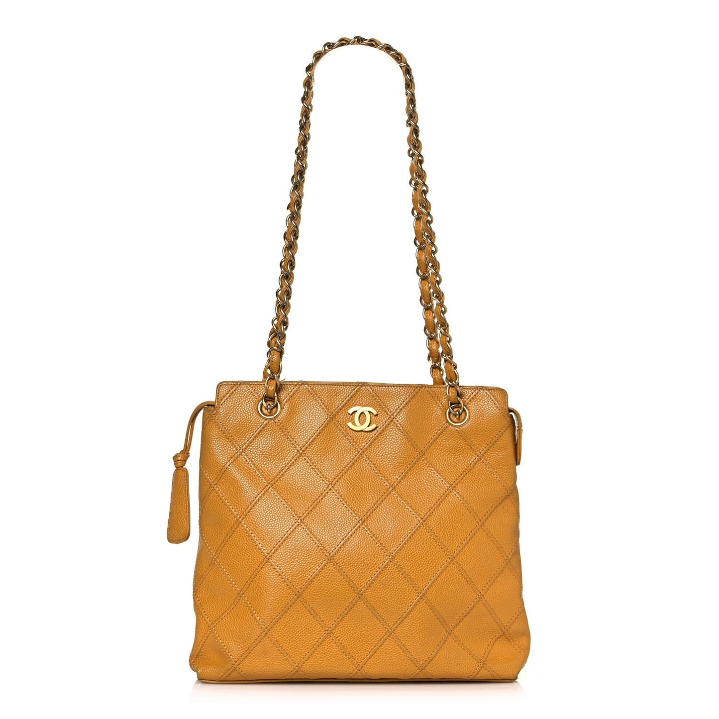 Caviar Stitched Shoulder Bag Yellow