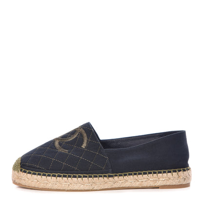 Chanel Fabric Biarritz CC Espadrilles 40 Blue Green 1 of 8