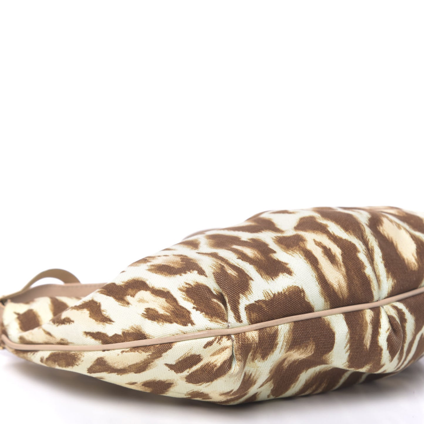 Canvas Leopard Print Buckle Hobo Beige