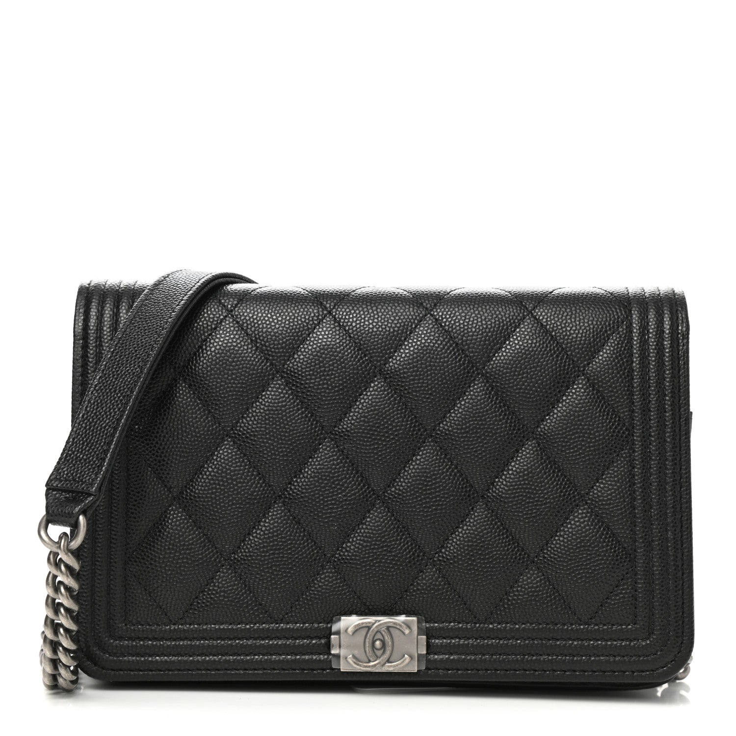 Chanel Caviar Quilted Boy Wallet On Chain WOC Black 1 of 14