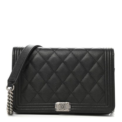 Chanel Caviar Quilted Boy Wallet On Chain WOC Black 1 of 14