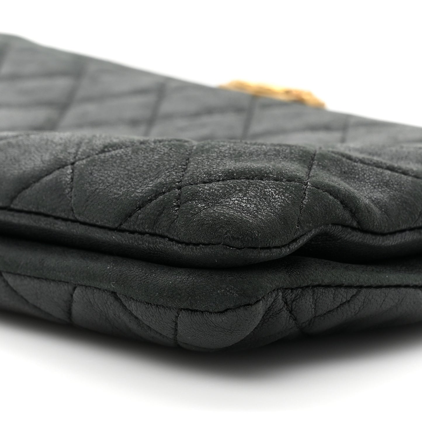 Lambskin Quilted Small Boy Zipped Pouch Black