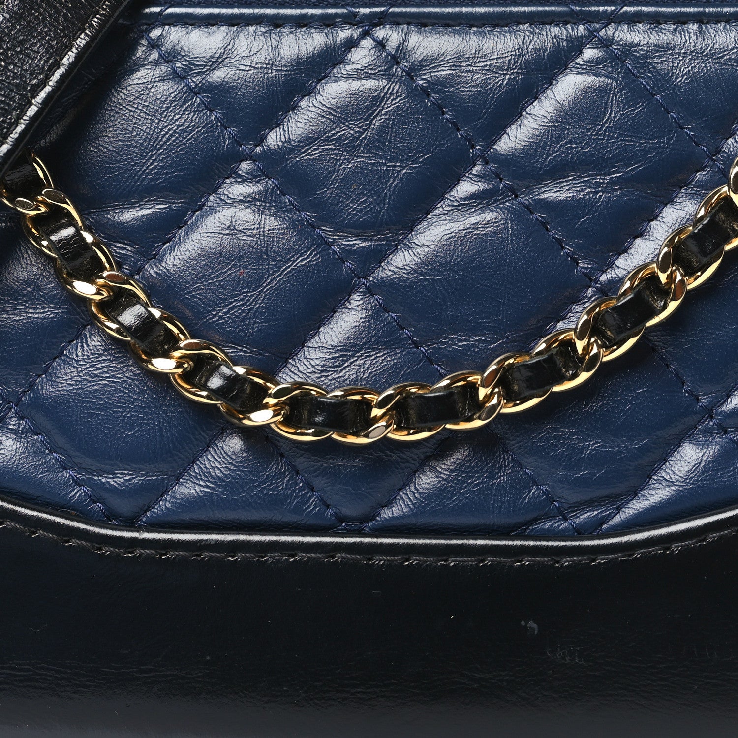 Chanel Aged Calfskin Quilted Small Gabrielle Clutch With Chain Navy Black 9 of 11