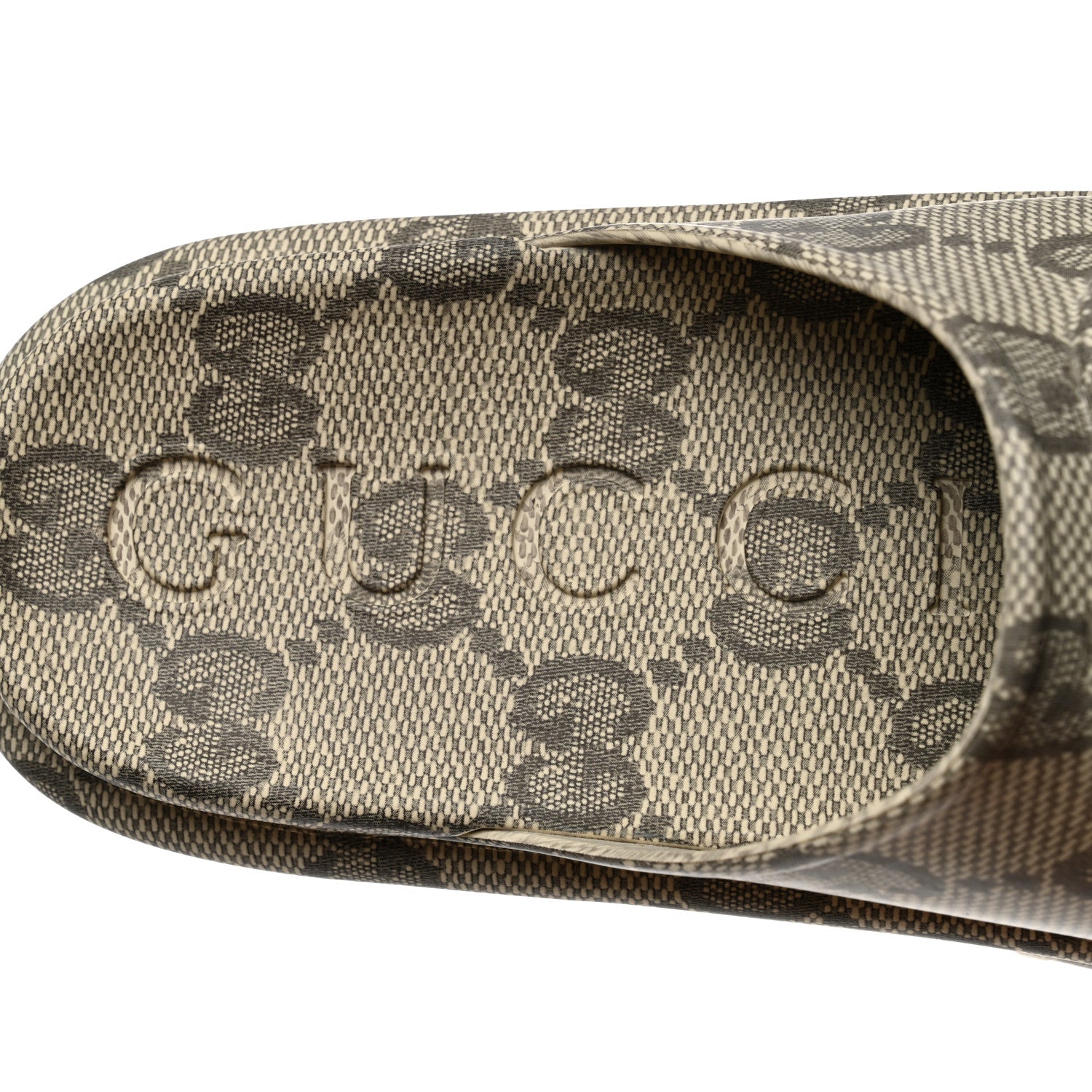 Gucci Cubic Rubber GG Monogram Womens Interlocking G Platform 42mm Slide Sandals 37 Beige Ebony 7 of 8