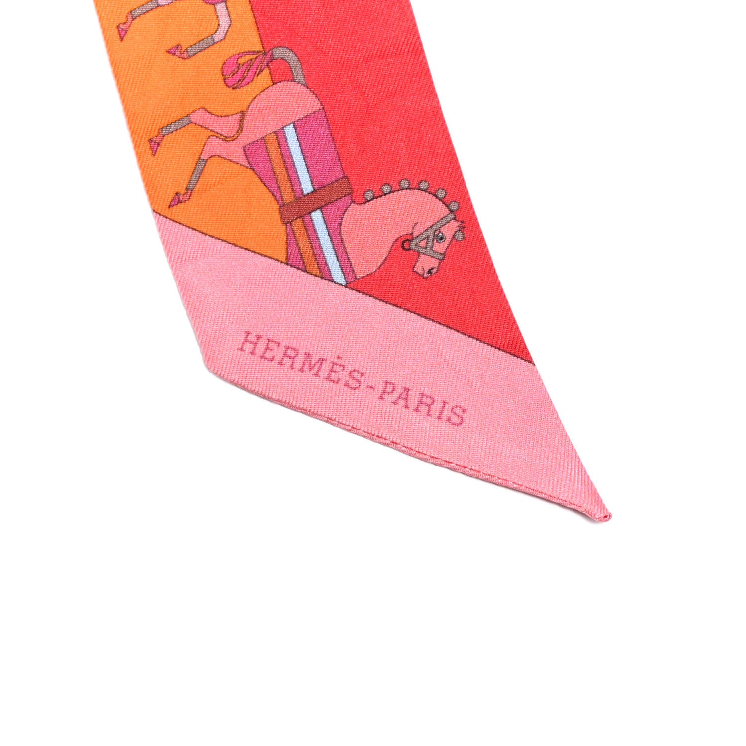 Hermes Silk Rocabar Twilly Orange Rouge Framboise 4 of 4