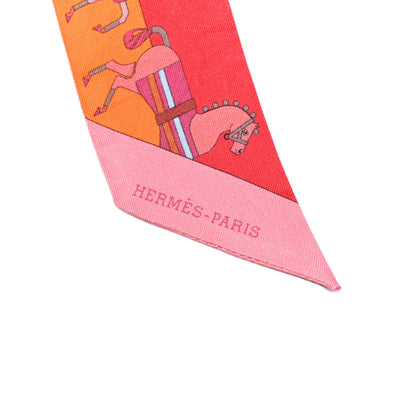 Hermes Silk Rocabar Twilly Orange Rouge Framboise 4 of 4