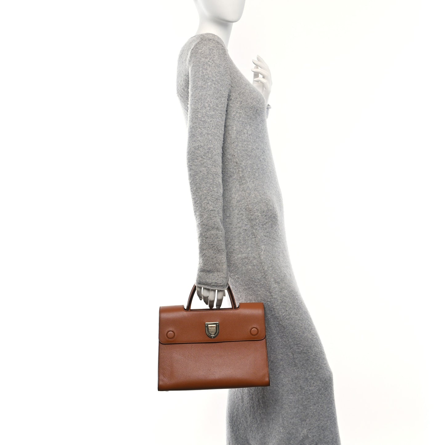 Grained Calfskin Medium Diorever Flap Brown