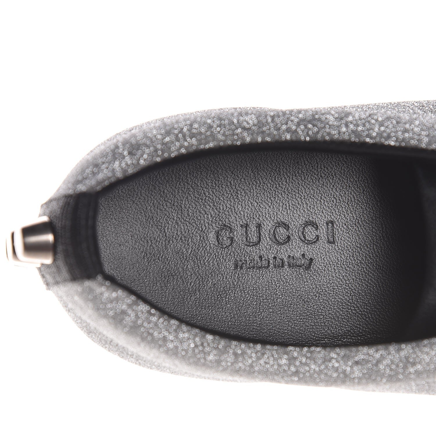 Gucci Glitter Fabric Studded Web Sneakers 36.5 Silver 7 of 10