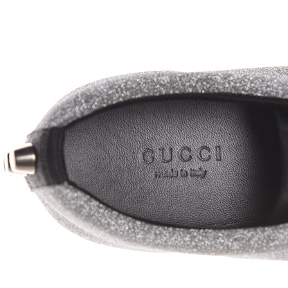 Gucci Glitter Fabric Studded Web Sneakers 36.5 Silver 7 of 10