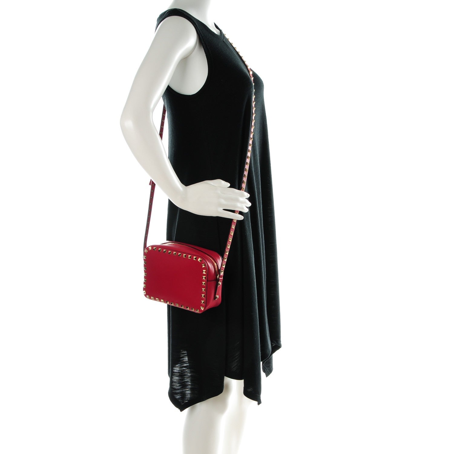 Valentino Garavani Calfskin Rockstud Camera Crossbody Bag Red 2 of 7