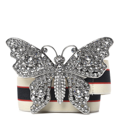 Gucci Jacquard Crystal Stripe Butterfly Belt 95 38 White 1 of 3