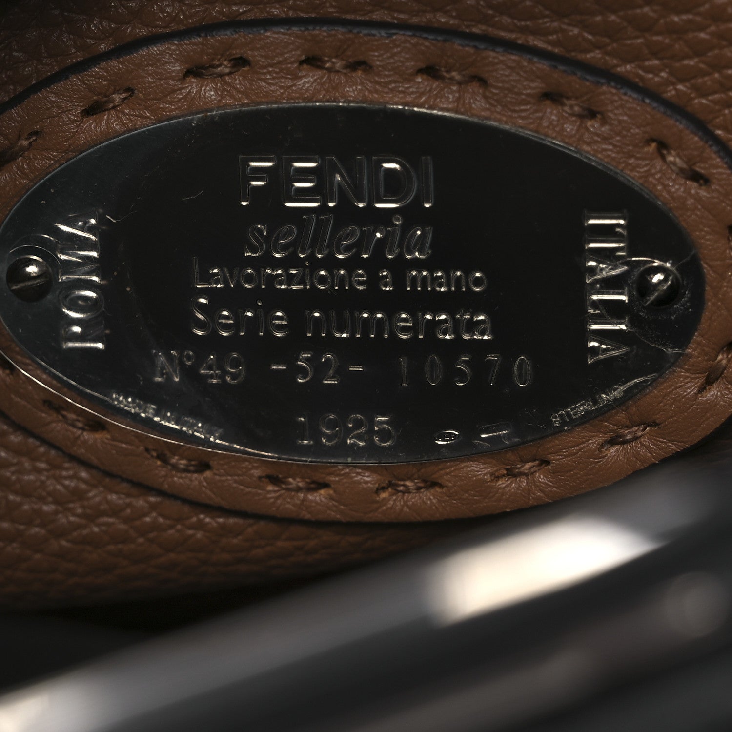 Fendi Cuoio Romano Selleria Bi-Color Mini Peekaboo Iconic Satchel Black Mou 6 of 10