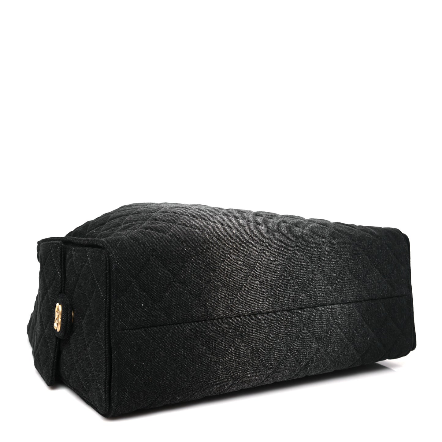 Washed Denim Quilted Large Chanel 25 Handbag Black