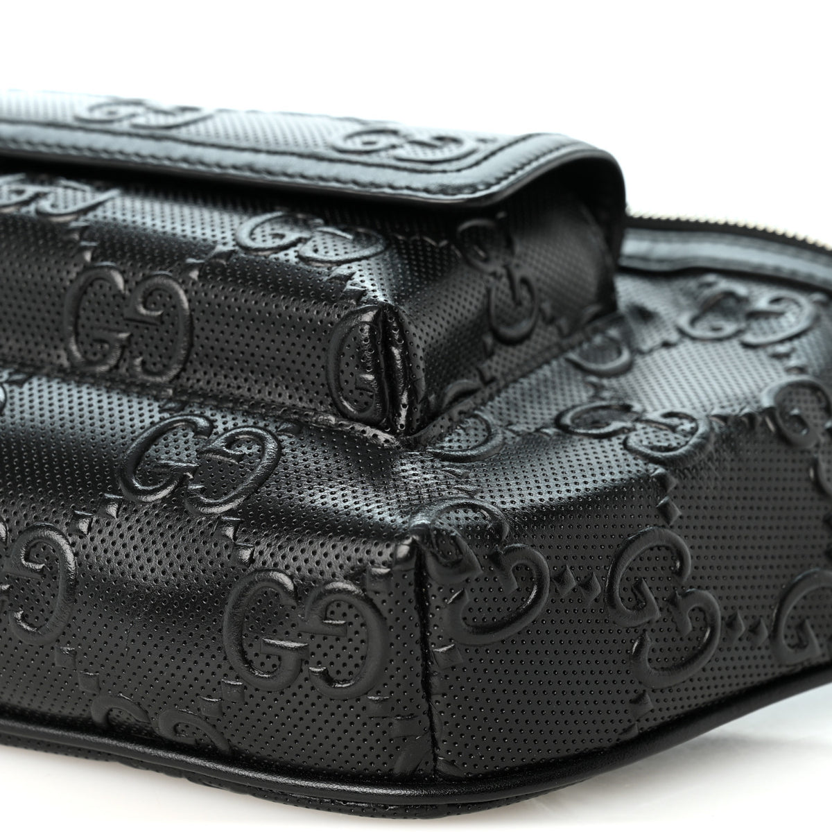 Gucci Calfskin GG Tennis Embossed Pocket Belt Bag Black 10 of 11
