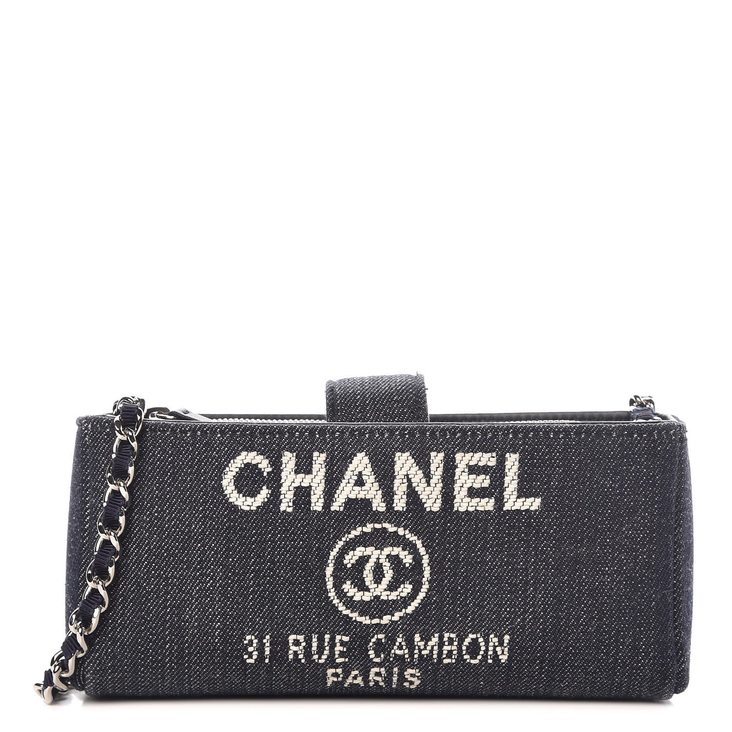 Chanel Canvas Deauville Phone Holder Crossbody Dark Blue 1 of 8