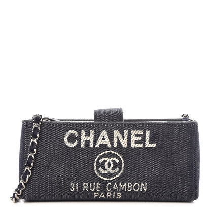 Chanel Canvas Deauville Phone Holder Crossbody Dark Blue 1 of 8