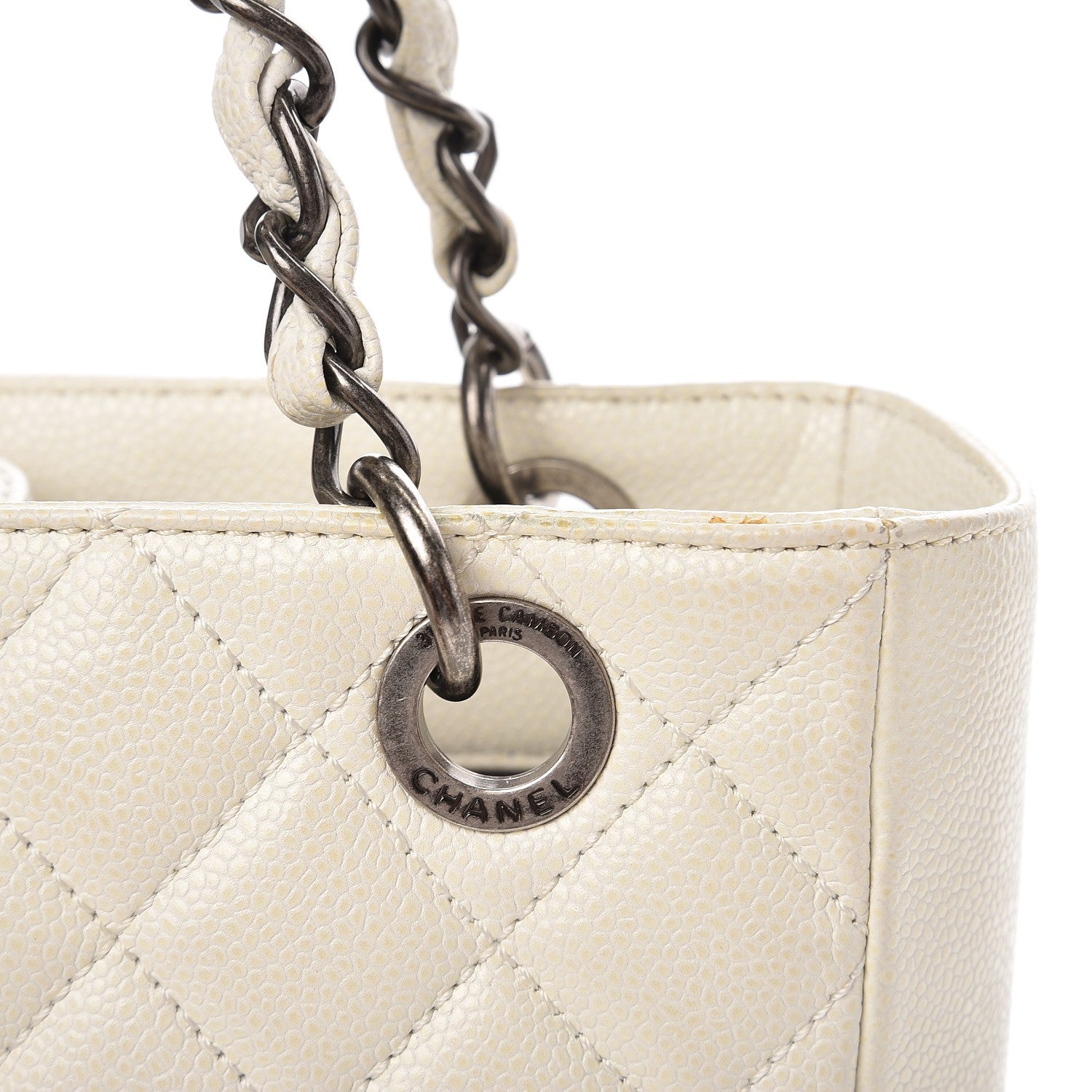 Chanel Caviar Quilted Petit Shopping Tote PST White 18 of 20