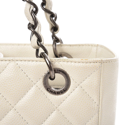 Chanel Caviar Quilted Petit Shopping Tote PST White 18 of 20