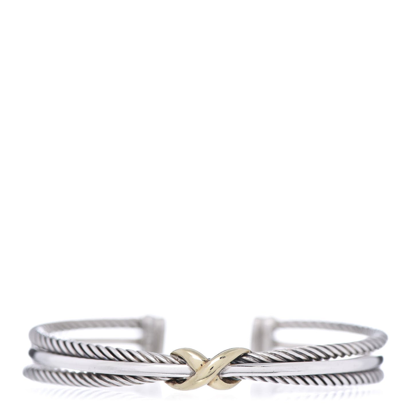 Sterling Silver 18K Yellow Gold 7mm Crossover X Bracelet