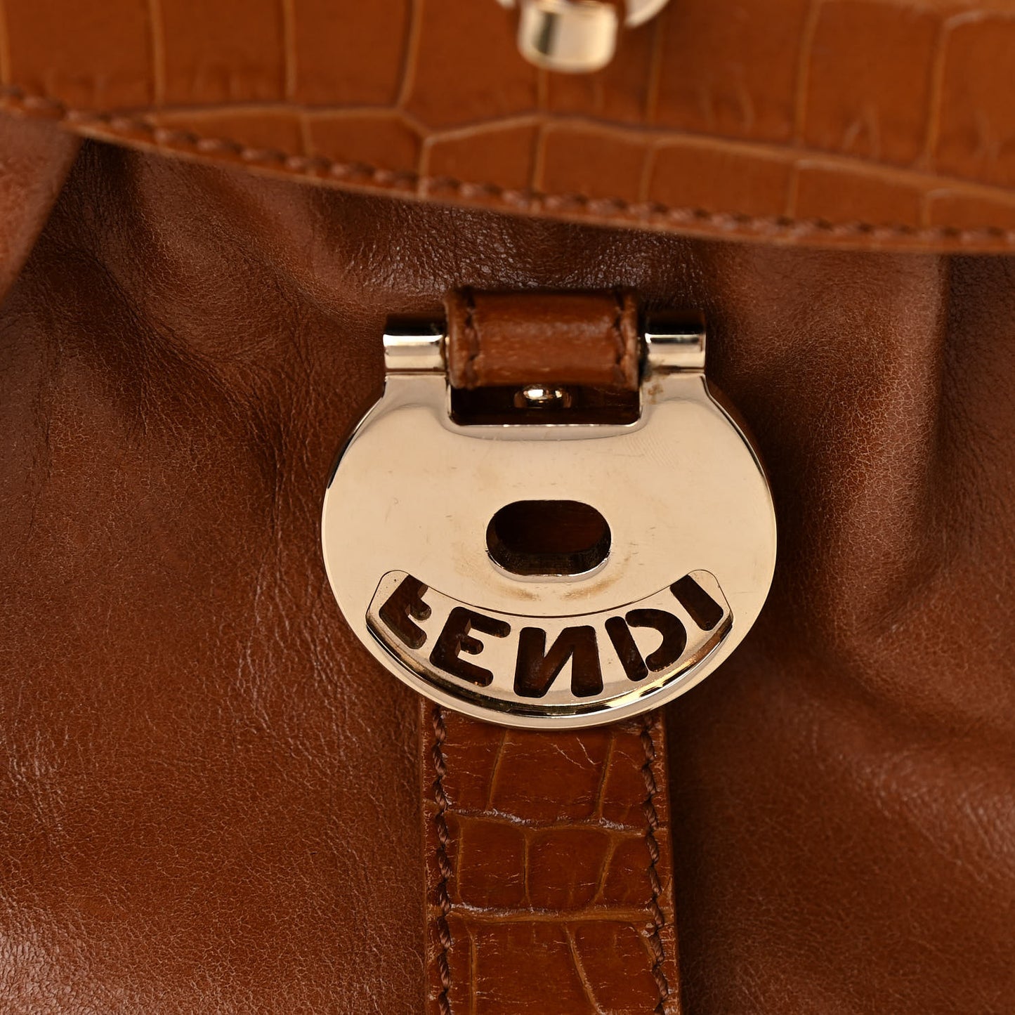 Lambskin Crocodile Embossed Medium Magic Bag Honey