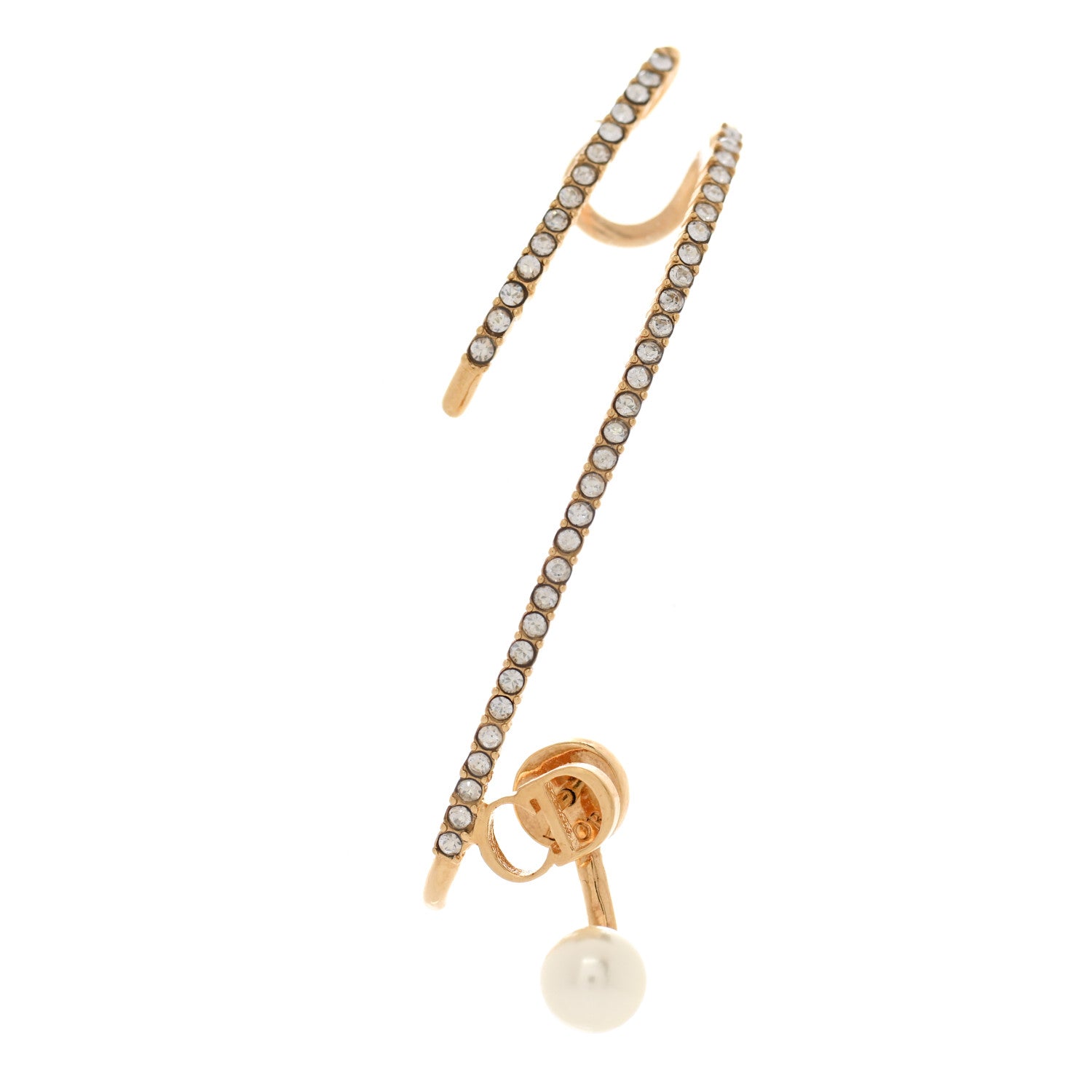 Christian Dior Pearl Crystal Clair D Lune Earring Gold 1 of 5