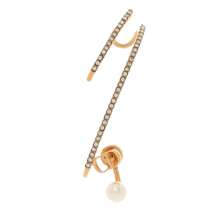 Christian Dior Pearl Crystal Clair D Lune Earring Gold 1 of 5
