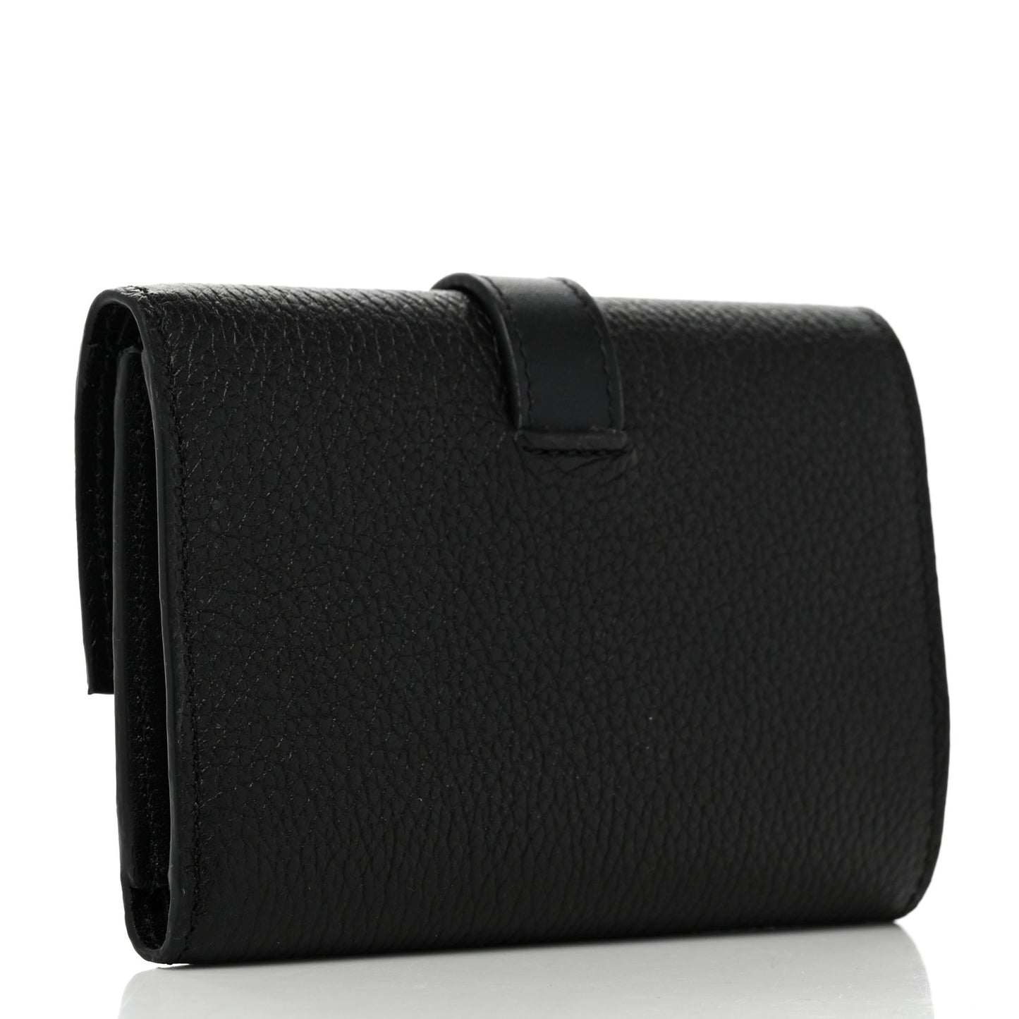 Grained Calfskin Small Vertical Wallet Black
