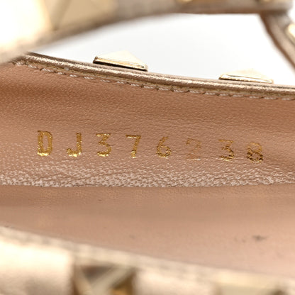 Valentino Garavani Metallic Pebbled Calfskin Rockstud Cage Ballerina Flats 38 Sasso Poudre 8 of 9