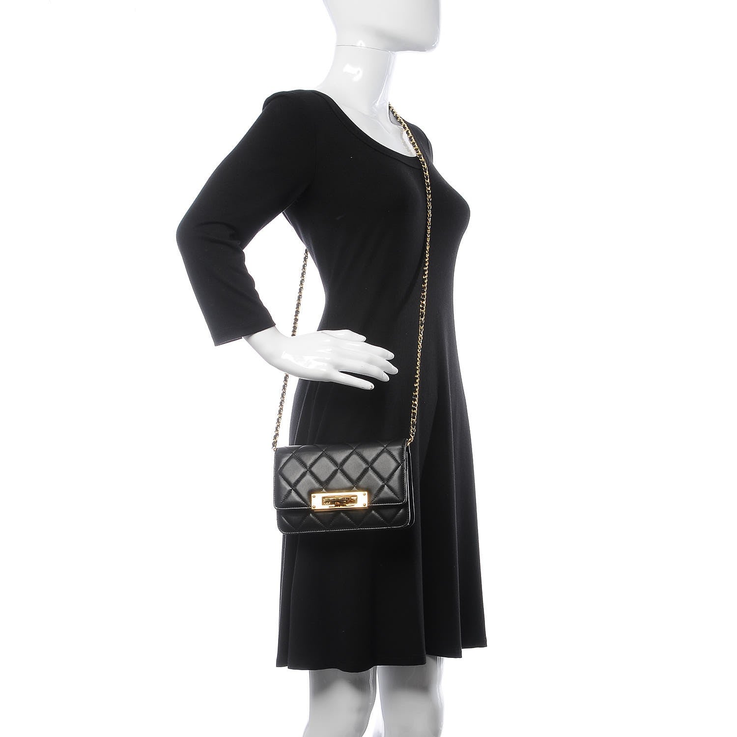Chanel Lambskin Quilted Golden Class Wallet on Chain WOC Black 2 of 9