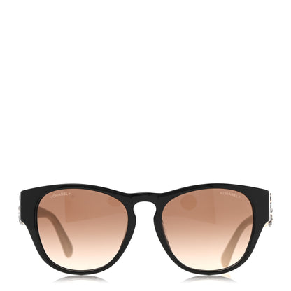 Chanel Crystal Lambskin CC Sunglasses 5455-Q-B Black Beige 2 of 9