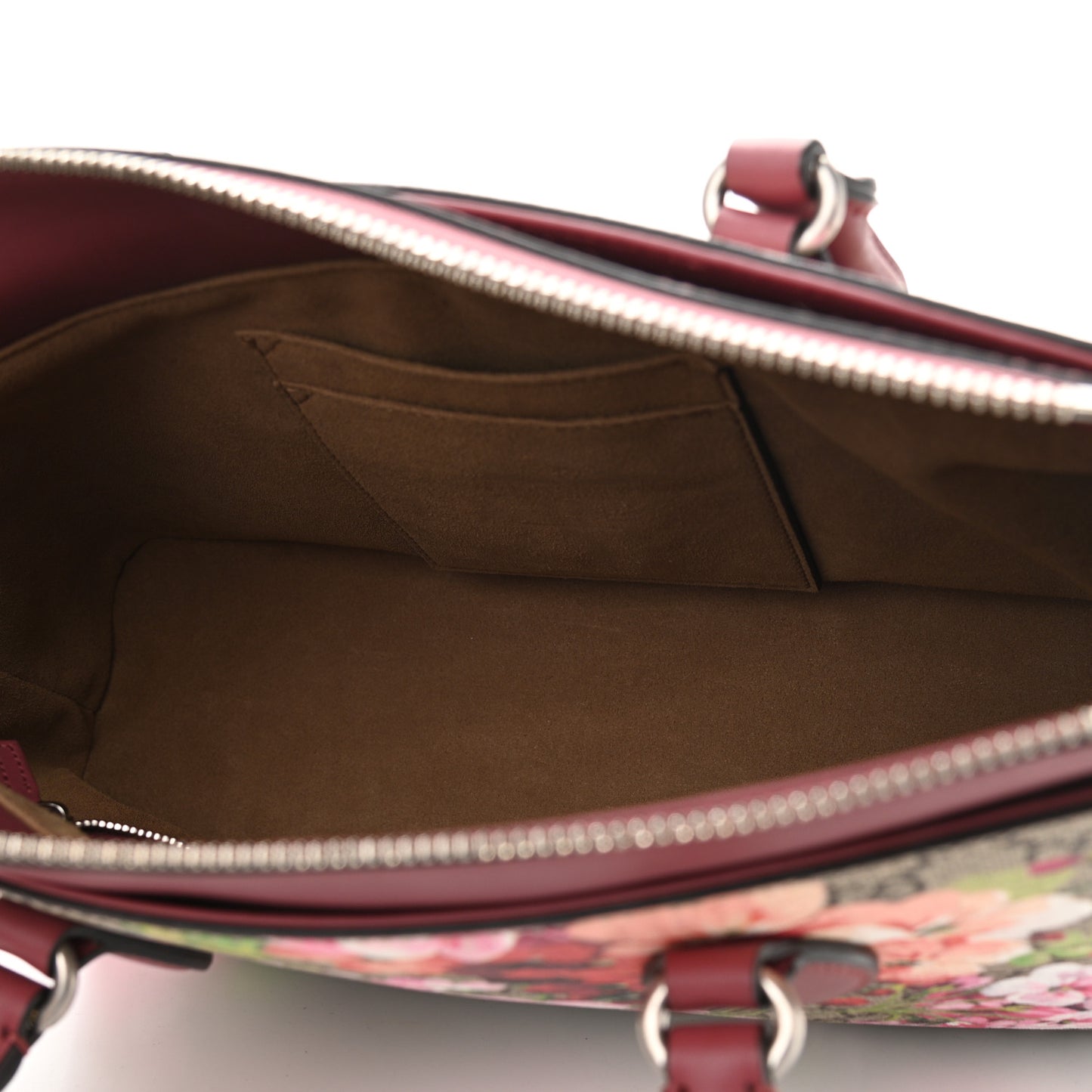 GG Supreme Monogram Blooms Small Zip Top Tote Beige Multicolor Dry Rose