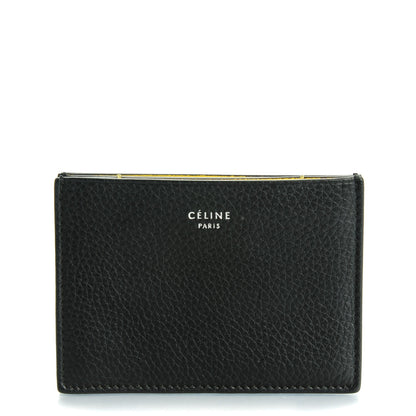 Celine Drummed Calfskin Gusset Card Holder Black 1 of 6