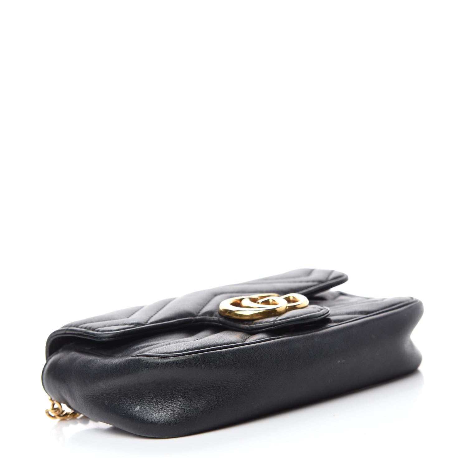 Gucci Calfskin Matelasse Super Mini GG Marmont Shoulder Bag Black 4 of 16