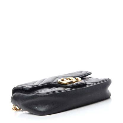 Gucci Calfskin Matelasse Super Mini GG Marmont Shoulder Bag Black 4 of 16