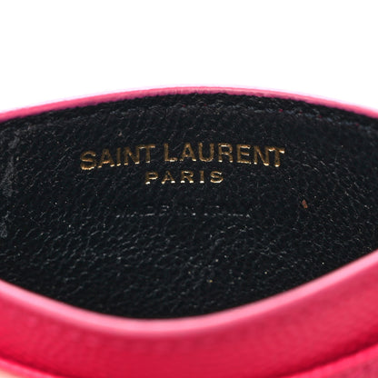 Saint Laurent Grain De Poudre Matelasse Chevron Monogram Credit Card Case Fresh Fuxia 6 of 9