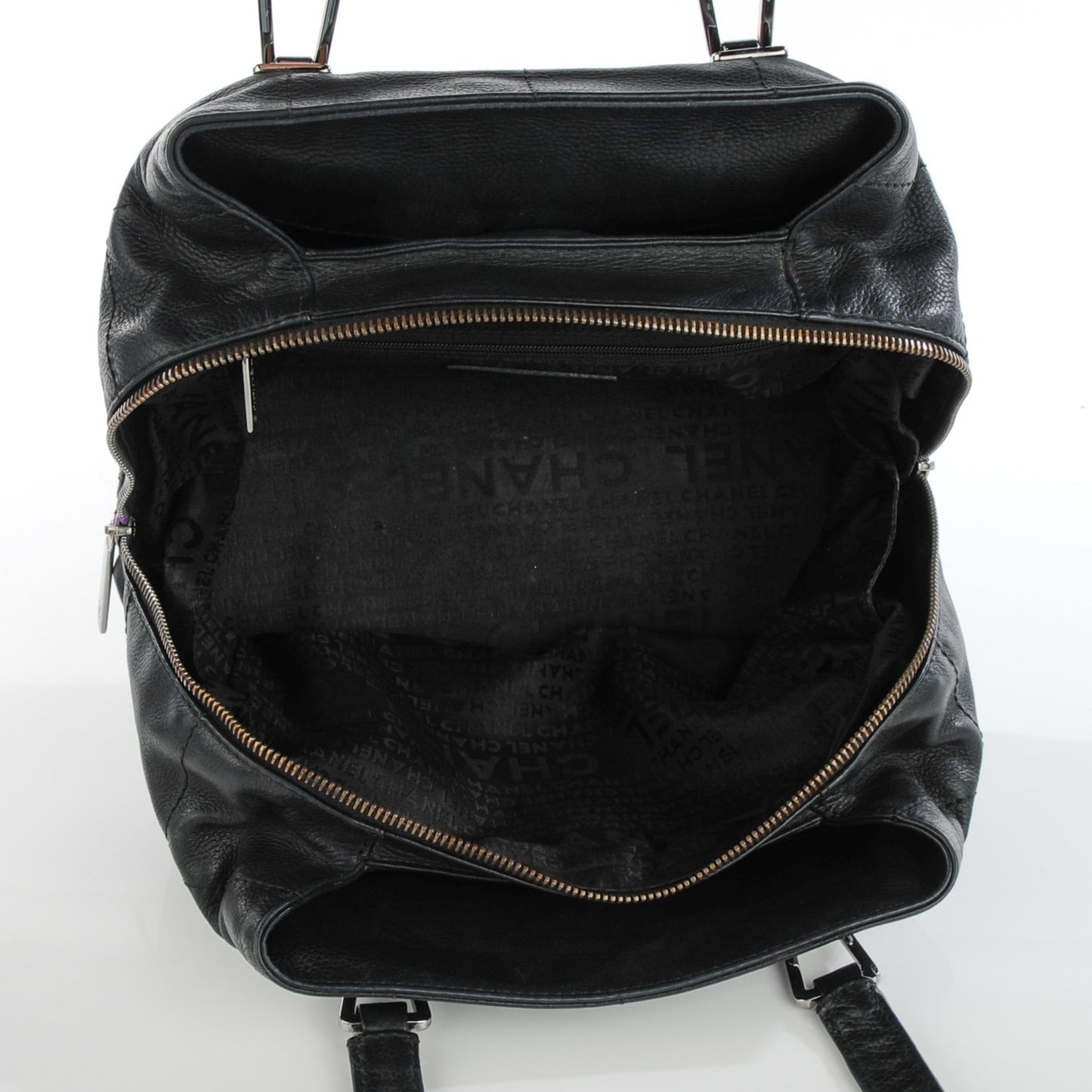 Caviar Square Stitched Medium Tote Black