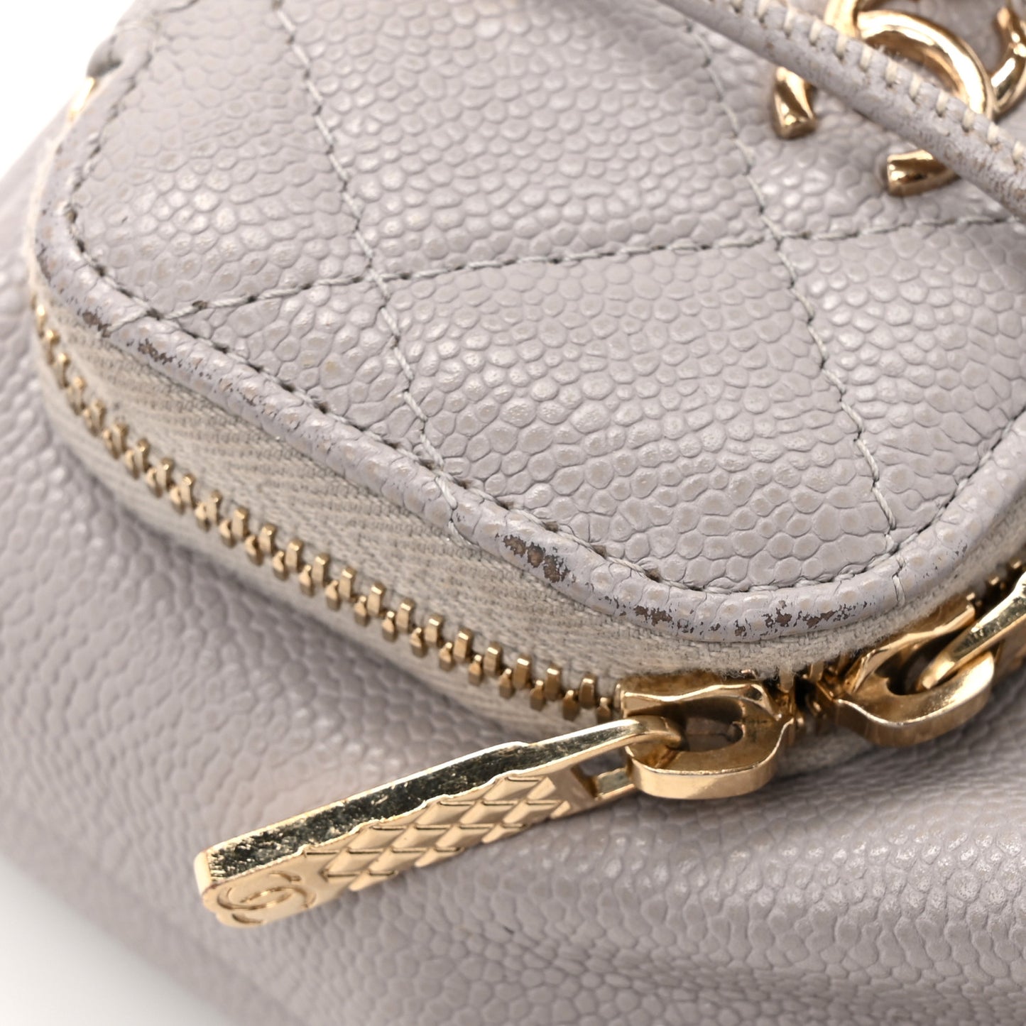 Caviar Quilted Mini CC Pocket Bucket Bag Grey
