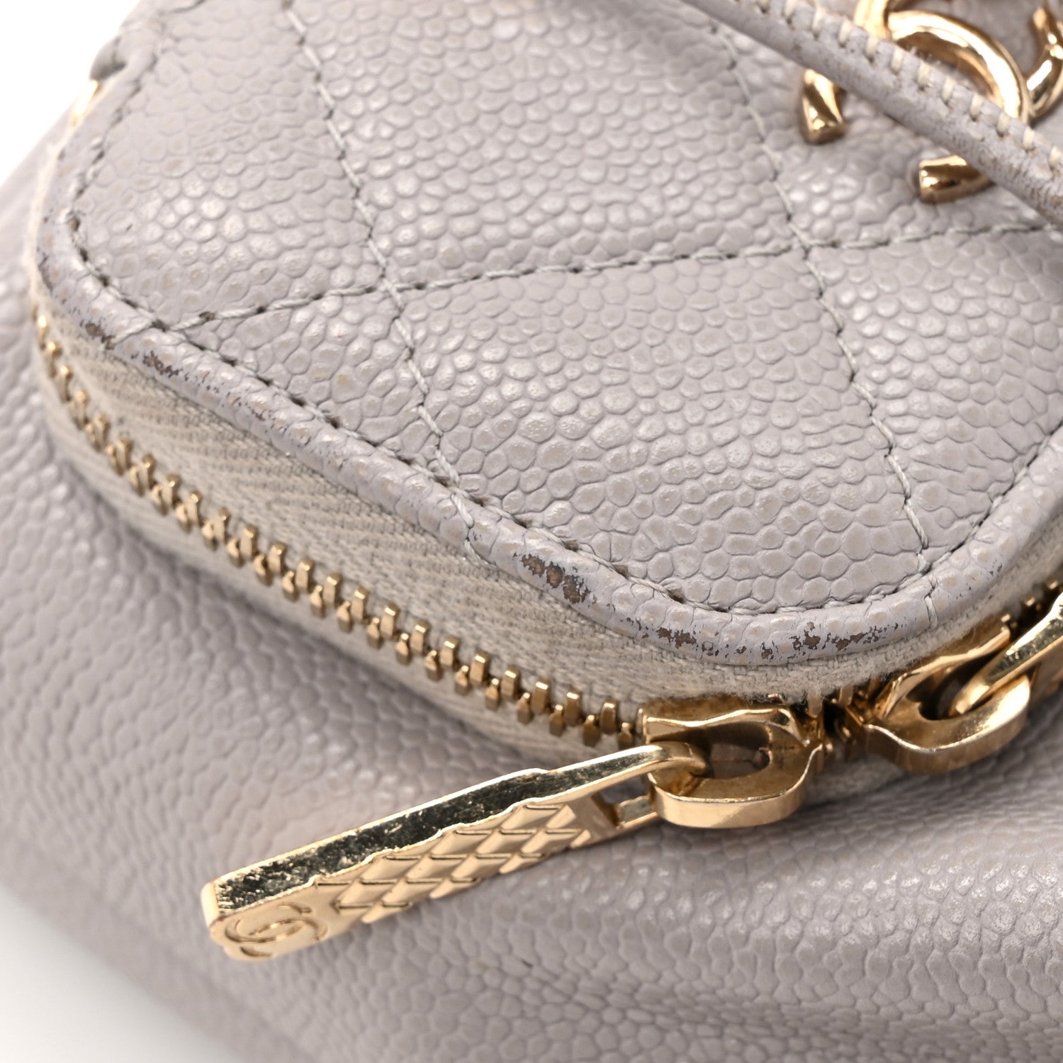 Chanel Caviar Quilted Mini CC Pocket Bucket Bag Grey 12 of 16
