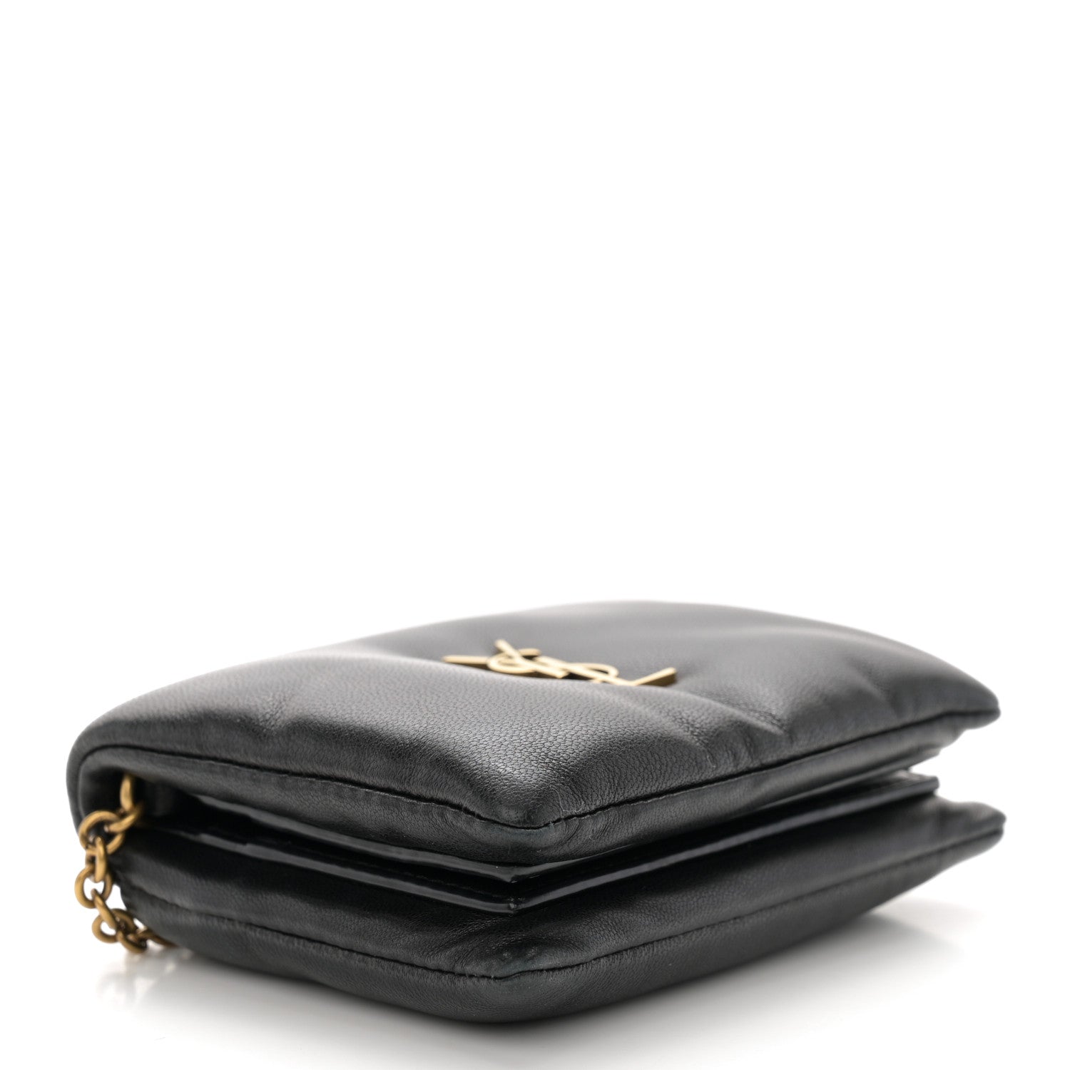 Saint Laurent Lambskin Calypso Compact Chain Wallet Black 4 of 10