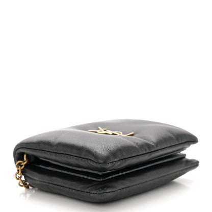 Saint Laurent Lambskin Calypso Compact Chain Wallet Black 4 of 10