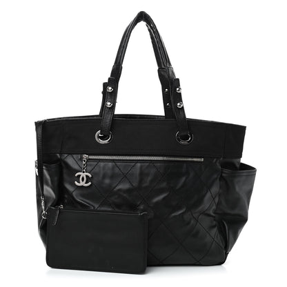 Chanel Coated Canvas Quilted Large Paris Biarritz Tote Black 1 of 4