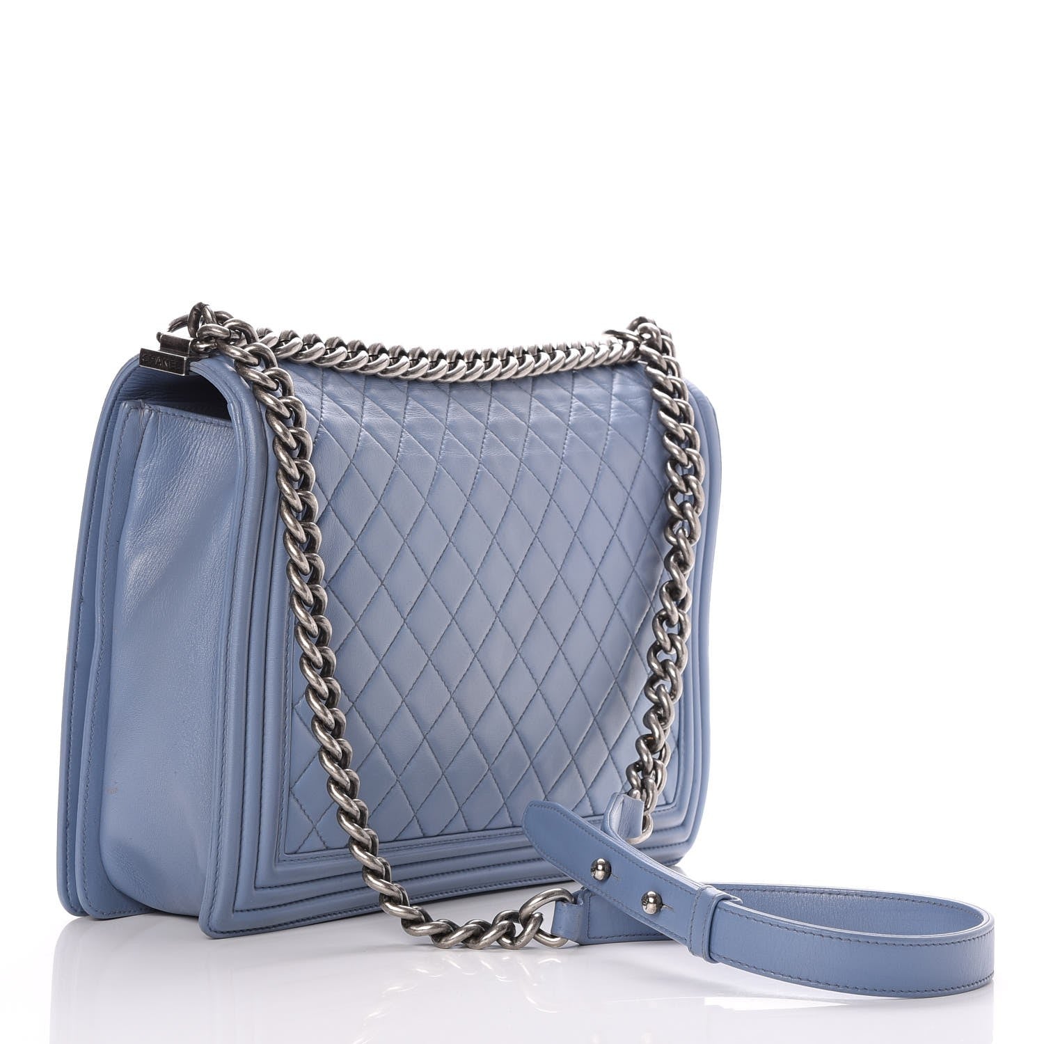 Chanel Lambskin Quilted Large Boy Flap Light Blue 3 of 9