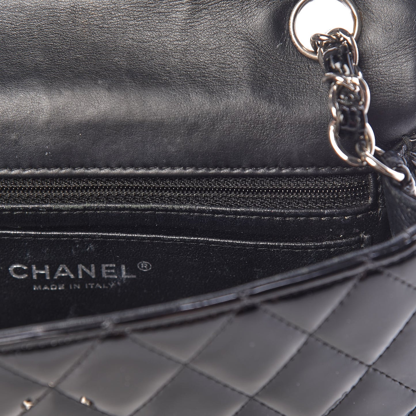 Patent Calfskin Quilted Mini Rectangular Flap Black