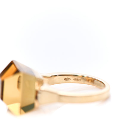 Gucci 18K Yellow Gold Smoky Quartz Chiodo Ring 55 7.25 5 of 5