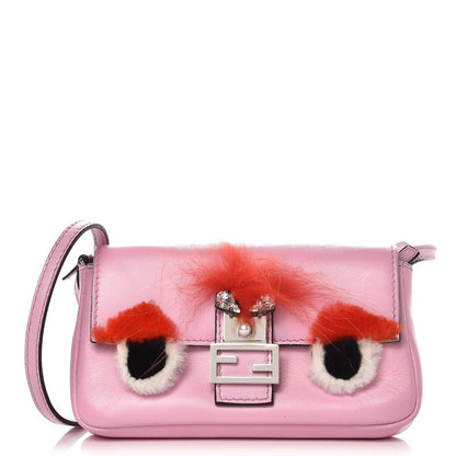 Fendi Nappa Rabbit Fox Fur Micro Buggie Baguette Lavanda 1 of 7