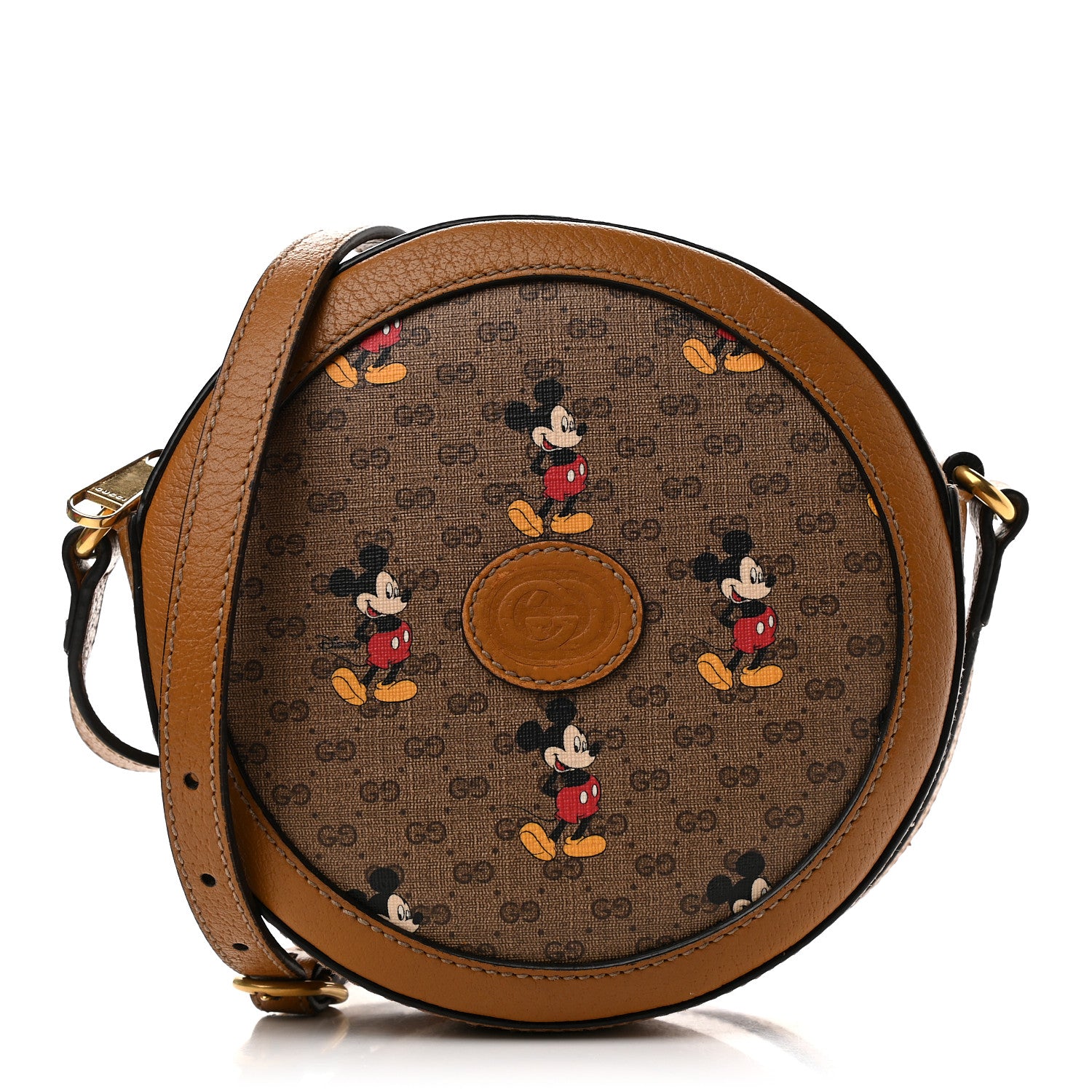 Gucci X DISNEY Mini Vintage GG Supreme Monogram Mickey Mouse Round Shoulder Bag Beige Vintage Sun Oil 1 of 12