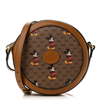 Gucci X DISNEY Mini Vintage GG Supreme Monogram Mickey Mouse Round Shoulder Bag Beige Vintage Sun Oil 1 of 12