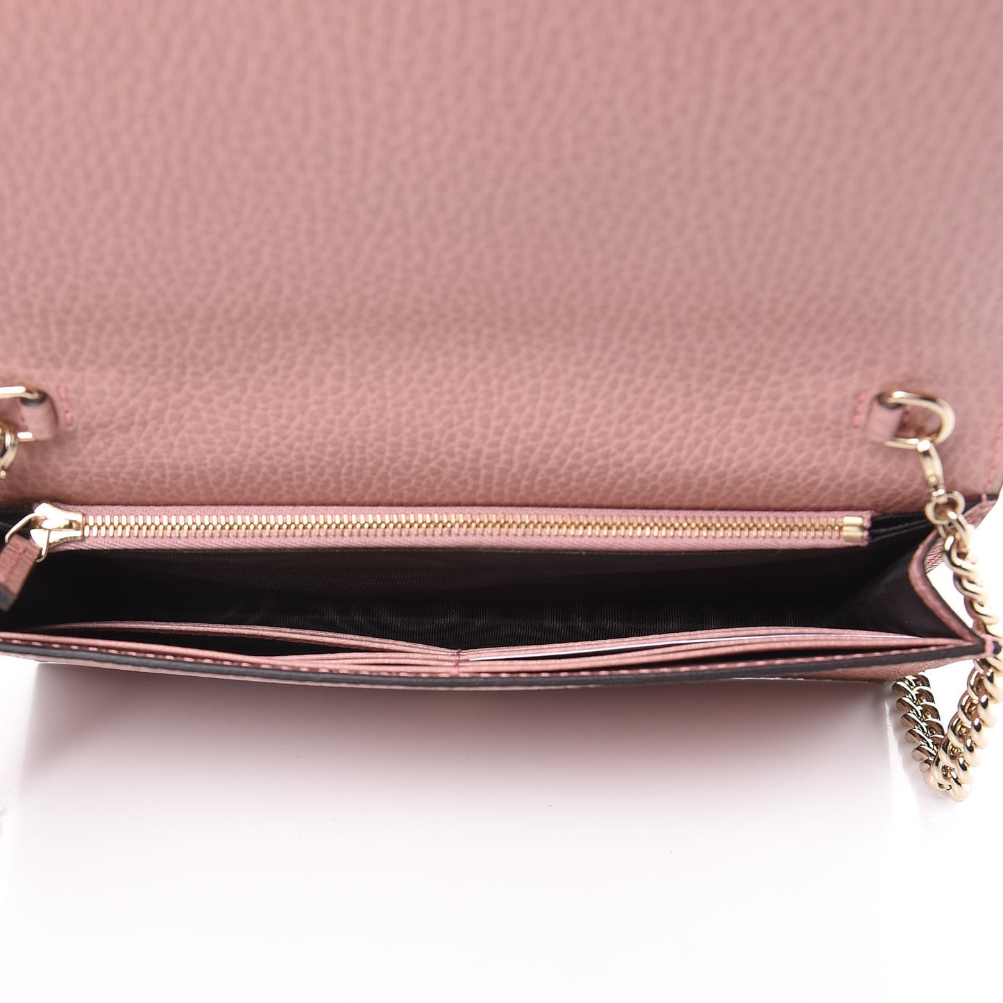 Dollar Calfskin Medium Betty Chain Wallet Soft Pink