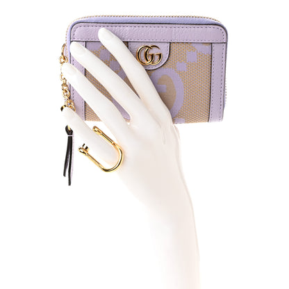 Gucci Monogram Jumbo GG Textured Dollar Calfskin Ophidia Key Card Case Beige Lapis 2 of 7